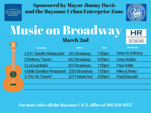 Music Broadway Bayonne March 2md 2018