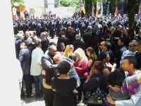 Outside St. Aloysius  Church in Jersey City after the service for Officer Melvin Santiago